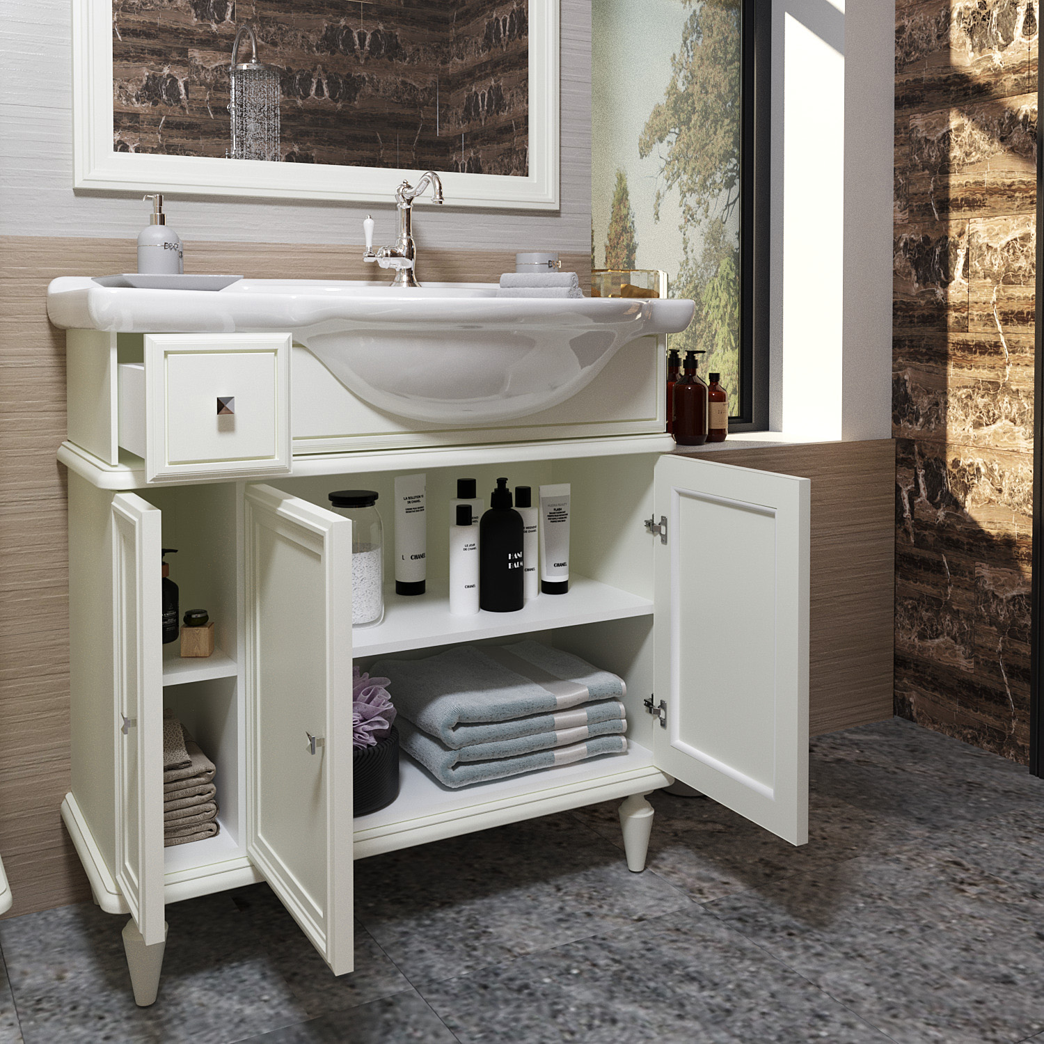 Тумба OPADIRIS Санрайз 90, слоновая кость, правая