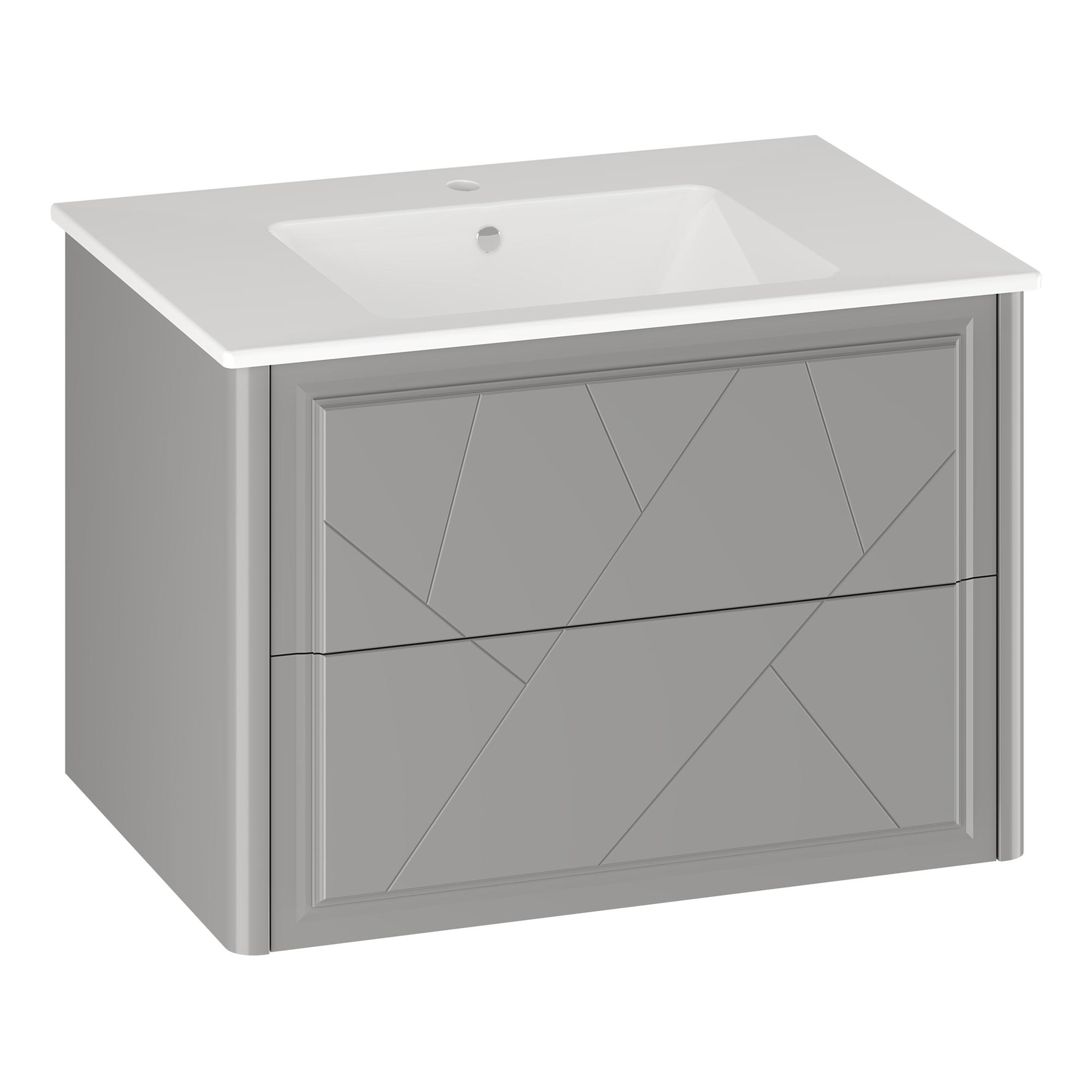 Тумба OPADIRIS Луиджи 70, серый матовый, подвесная, вар. 2 (под раковину CeraStyle Ibiza 71)