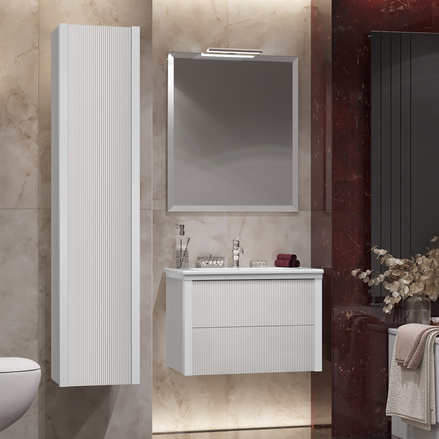 Тумба OPADIRIS Рубинно 80, белый глянцевый, подвесная (под раковину Dreja Эйфория 80)