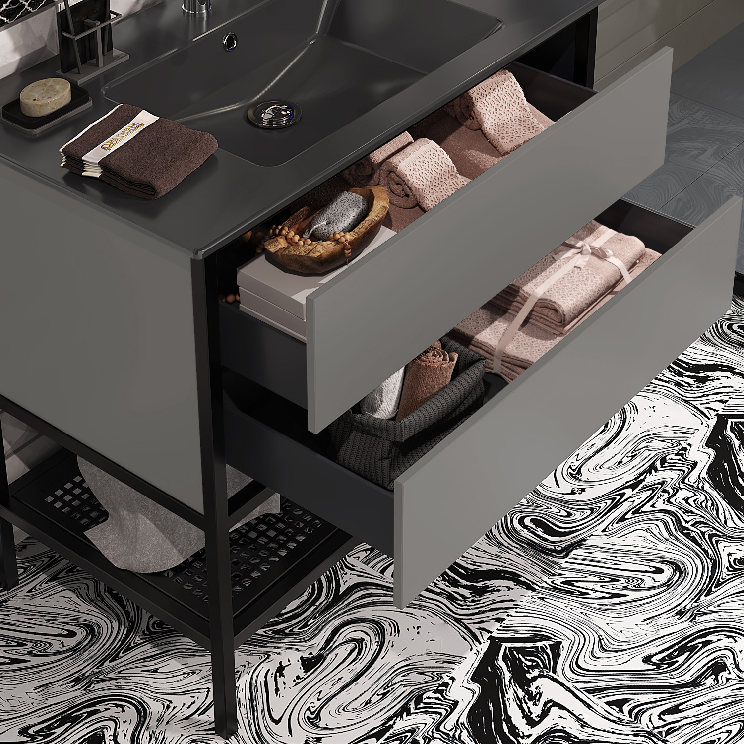 Тумба OPADIRIS Треви 90, серый (NCS4502-Y)