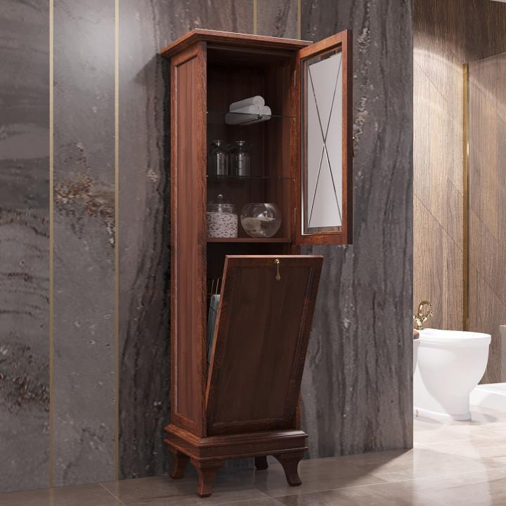 Пенал OPADIRIS Борджи, светлый орех, с бельевой корзиной, правый