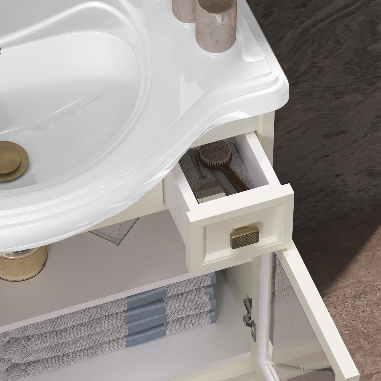 Тумба OPADIRIS Борджи 85, слоновая кость (под раковину Америка 85)