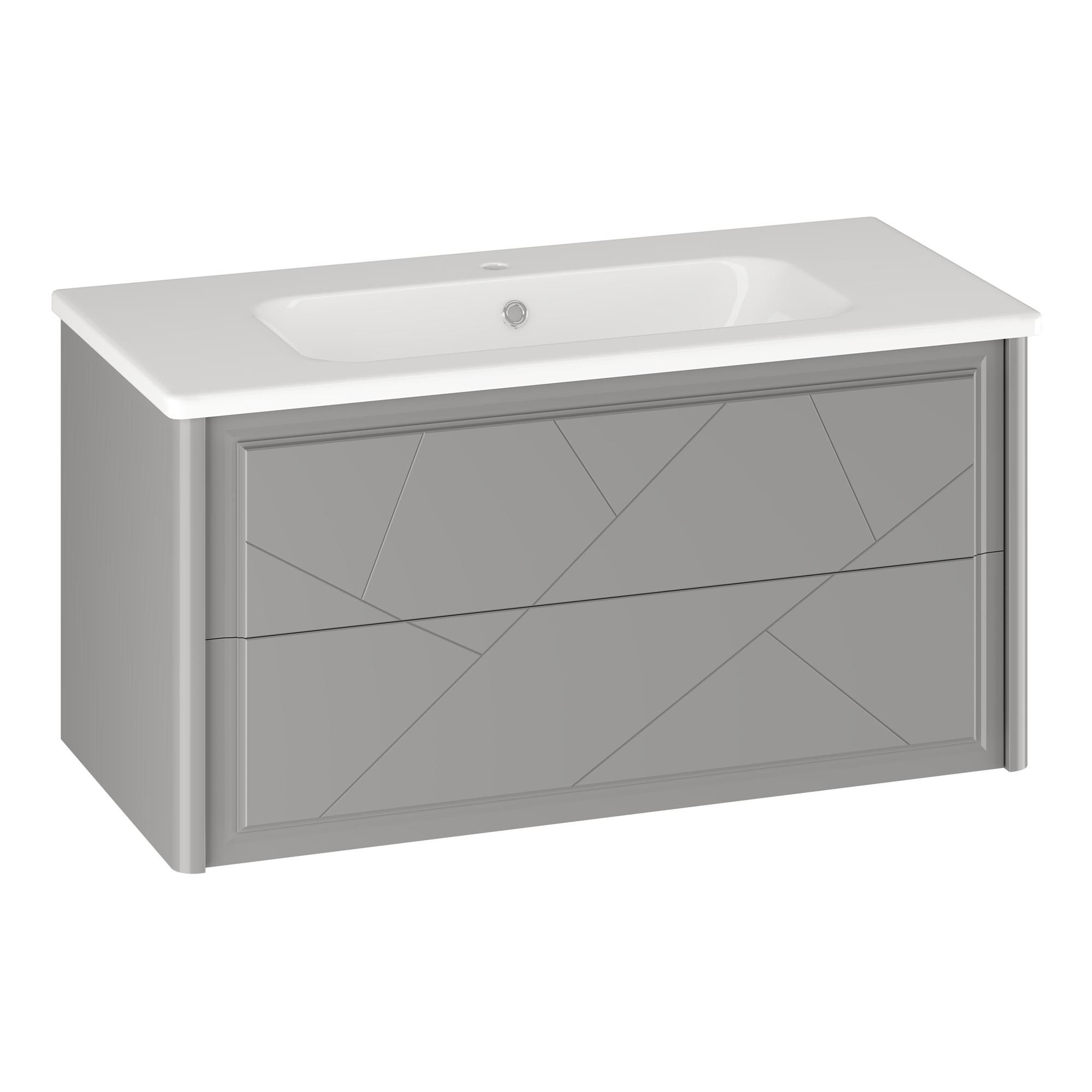 Тумба OPADIRIS Луиджи 100, серый матовый, подвесная, вар. 2 (под раковину Dreja Эйфория 100)