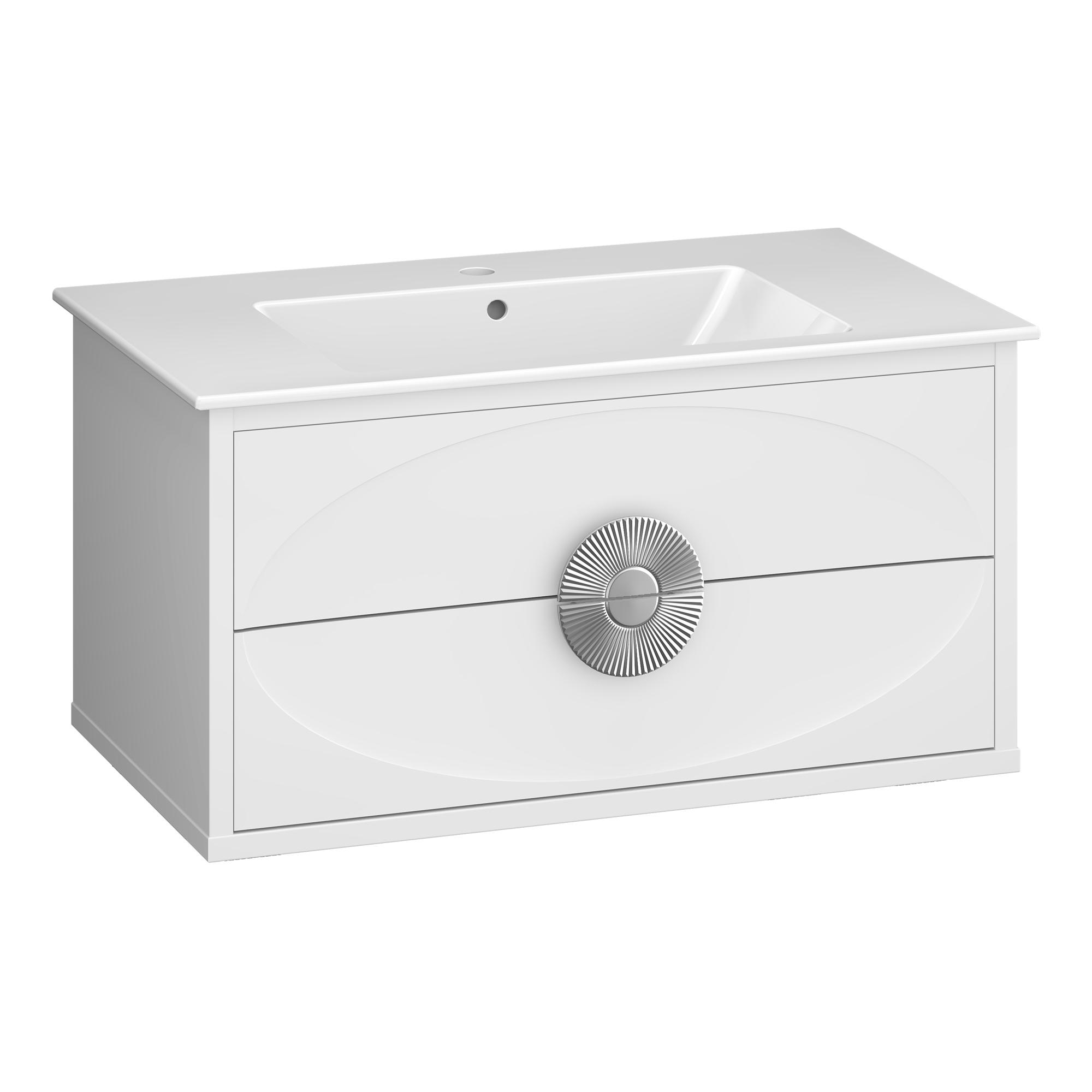 Тумба OPADIRIS Ибица 90, белый/хром, подвесная, вар. 2 (под раковину CeraStyle Ibiza 91)