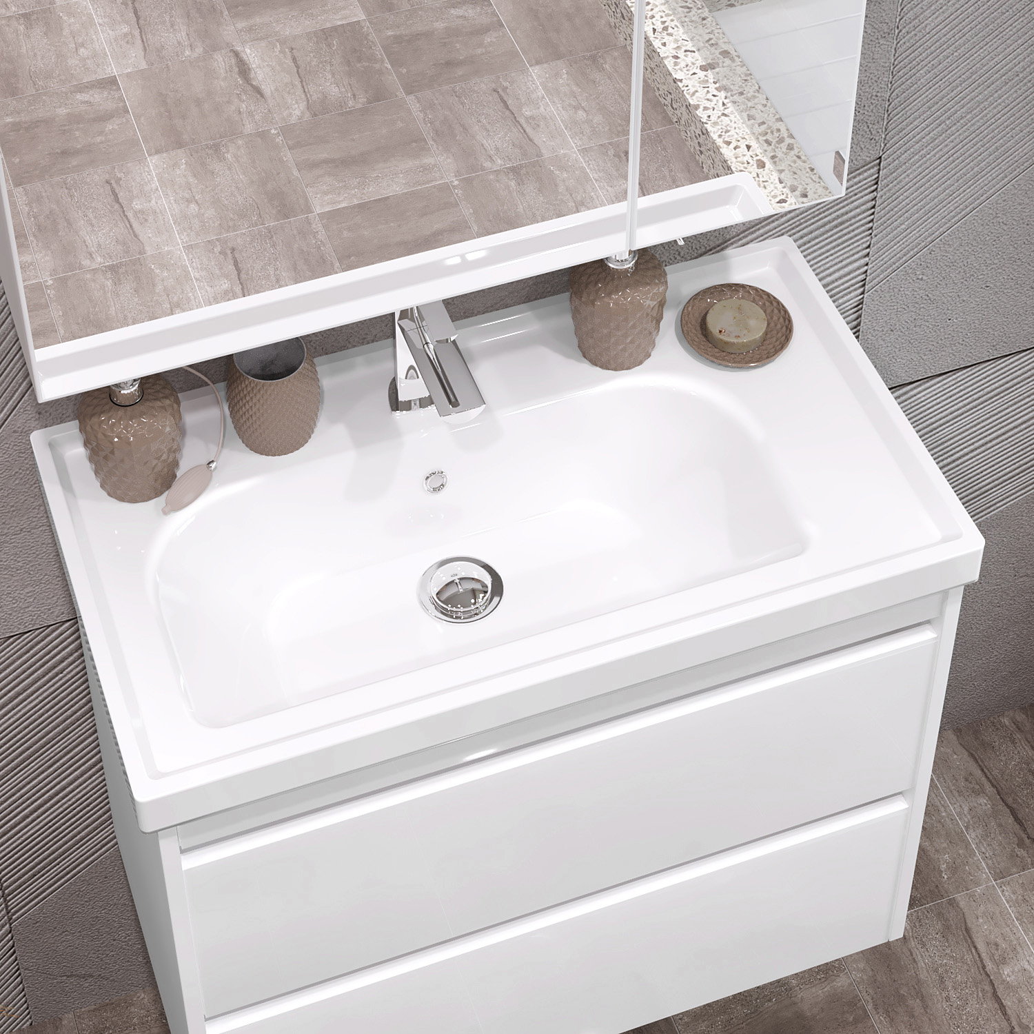 Тумба OPADIRIS Фреш 70, белый/белое стекло (под раковину CeraStyle FRAME 70)