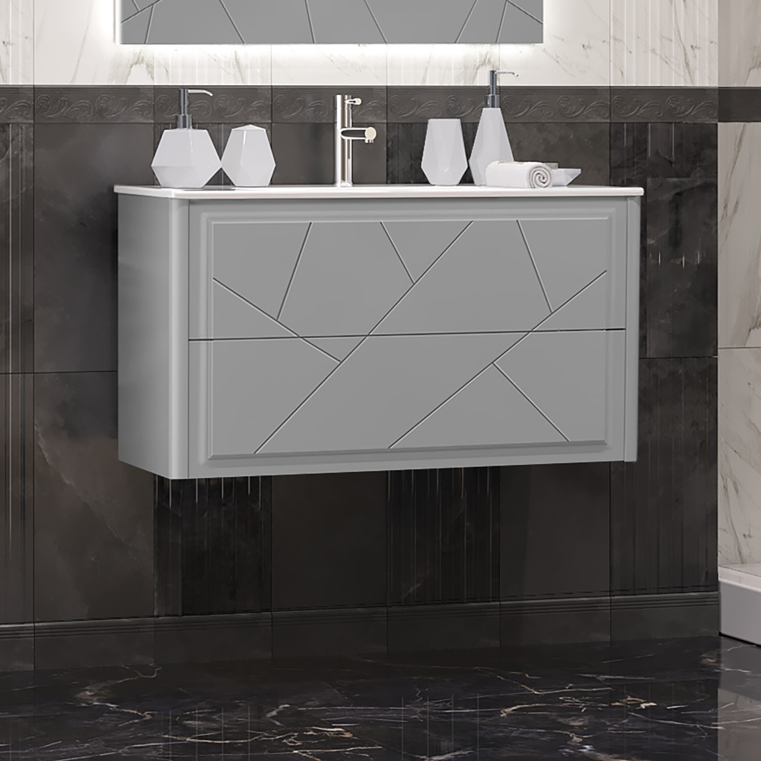 Тумба OPADIRIS Луиджи 90, серый матовый, подвесная