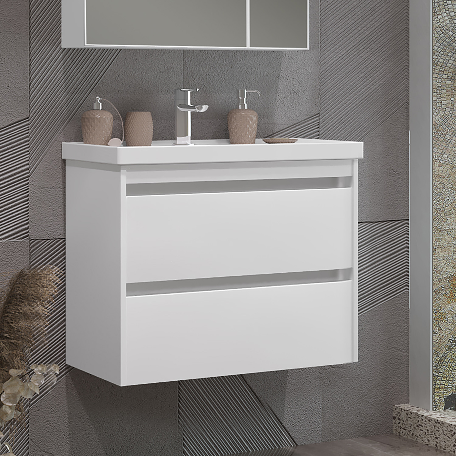 Тумба OPADIRIS Фреш 70, белый/белое стекло (под раковину CeraStyle FRAME 70)