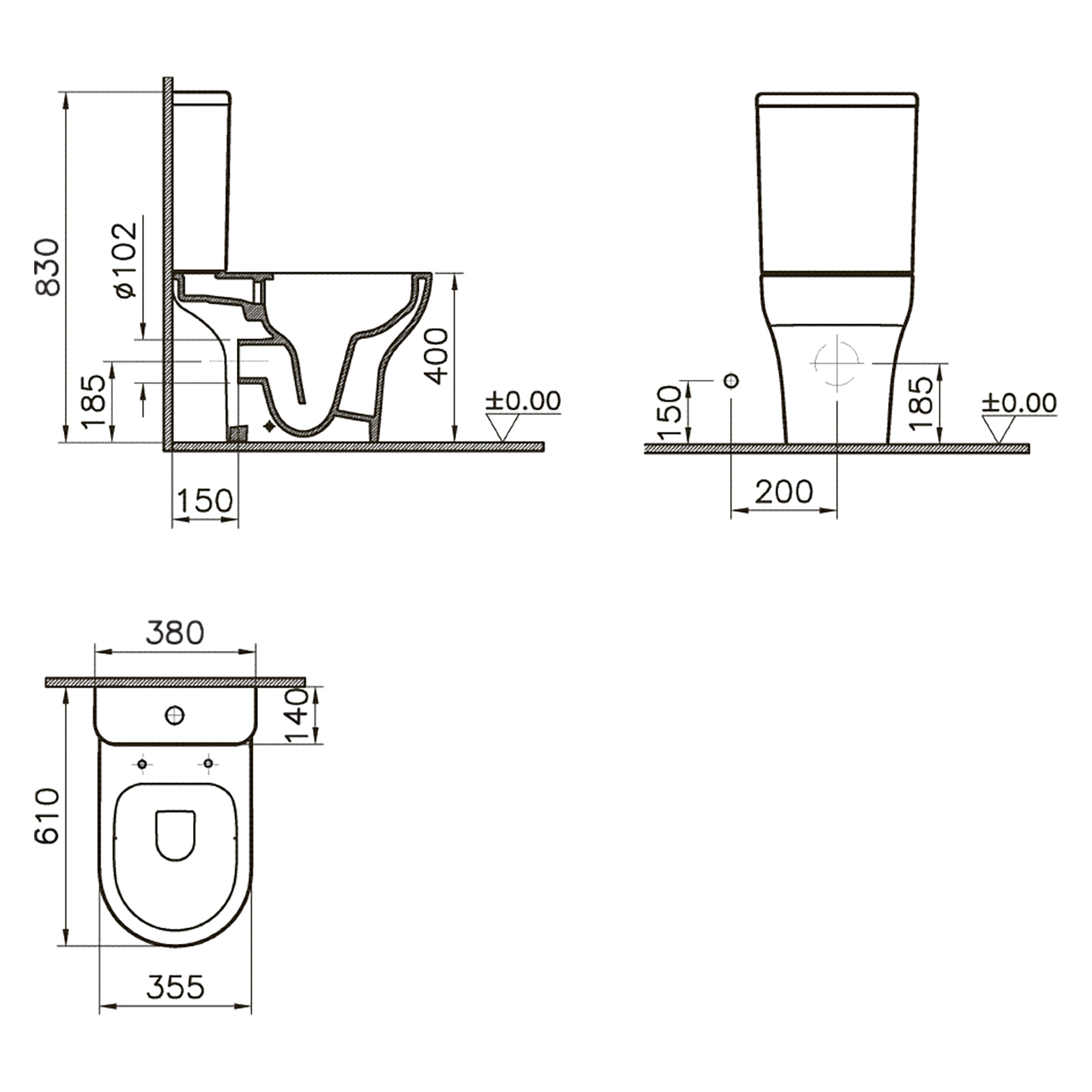 Унитаз-компакт OPADIRIS Палермо OS24724N безободковый, сиденье/крышка бачка - светлый орех