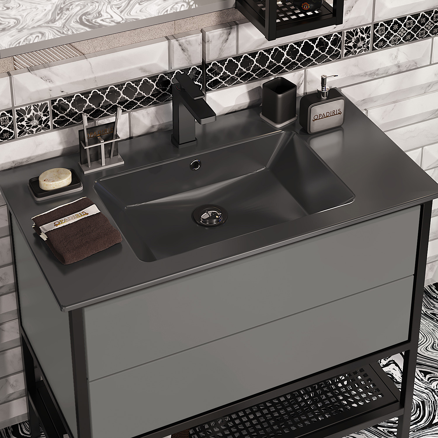 Тумба OPADIRIS Треви 90, серый (NCS4502-Y)