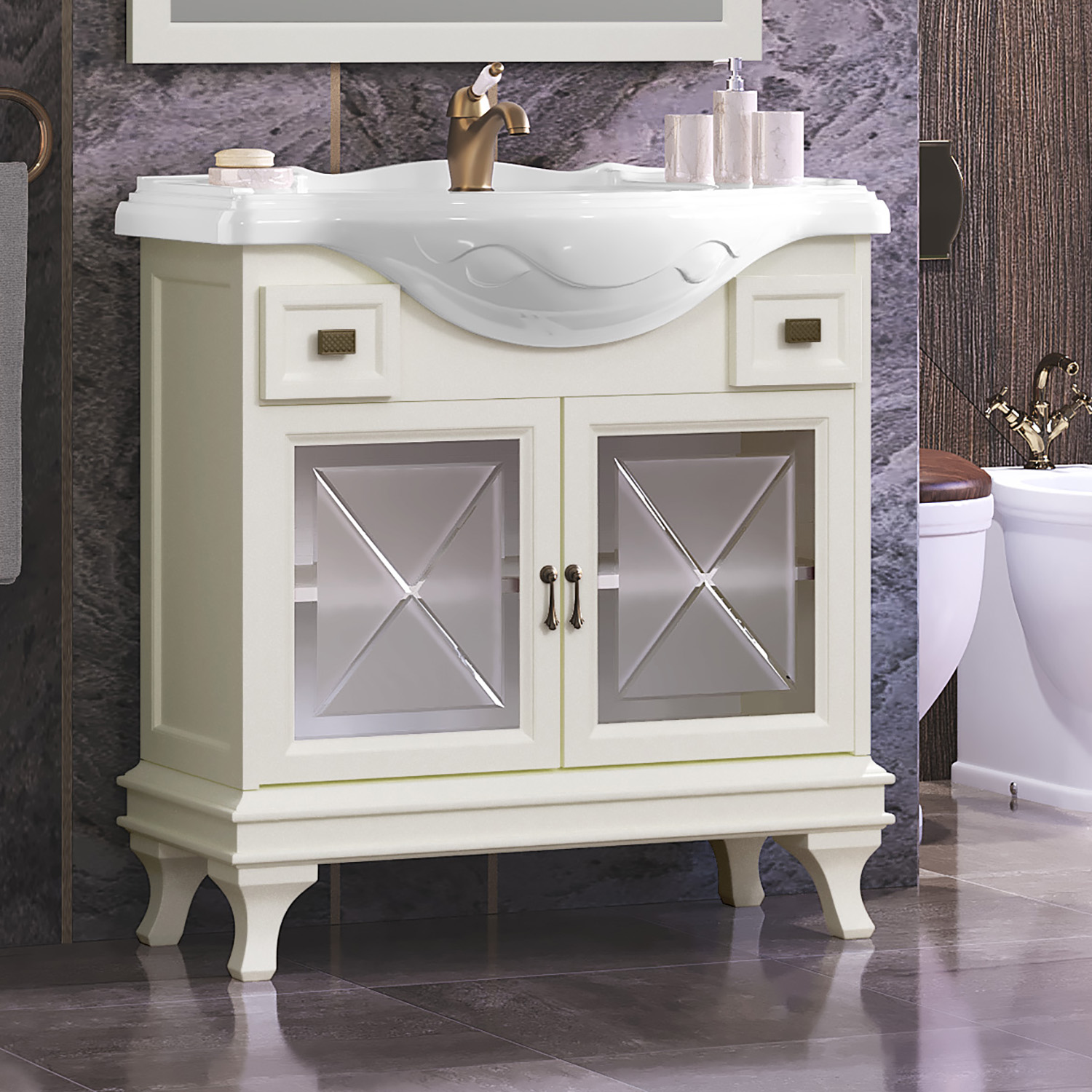 Тумба OPADIRIS Борджи 85, слоновая кость (под раковину Америка 85)