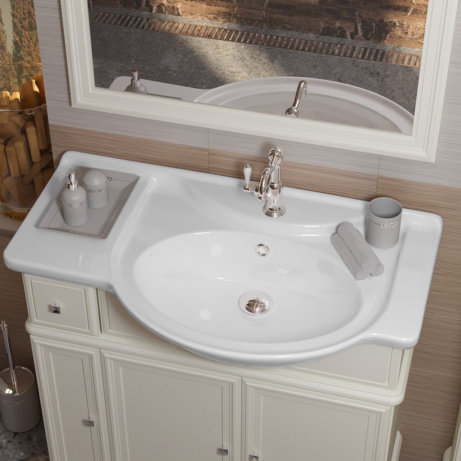 Тумба OPADIRIS Санрайз 90, слоновая кость, правая