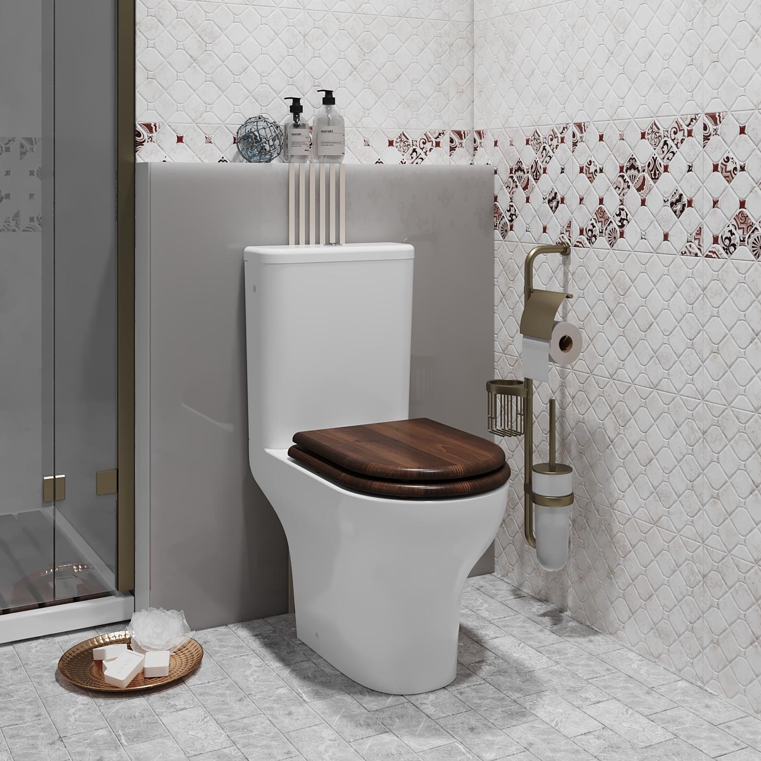 Унитаз-компакт OPADIRIS Палермо OS24722N безободковый, сиденье светлый орех, крышка бачка керамика