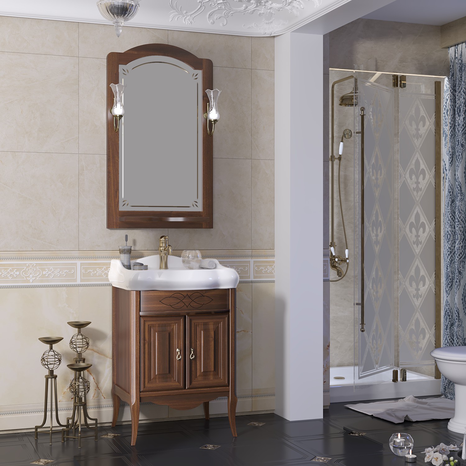 Зеркало OPADIRIS Лоренцо 60, светлый орех, с выключателем, вар. 3