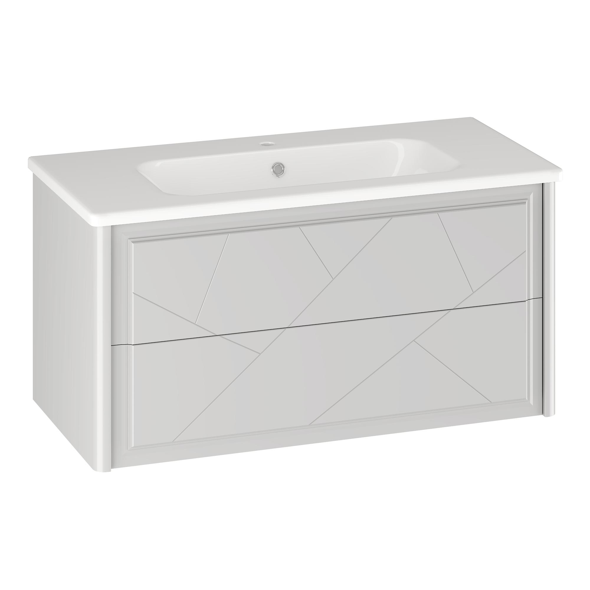 Тумба OPADIRIS Луиджи 100, белый матовый, подвесная, вар. 2 (под раковину Dreja Эйфория 100)