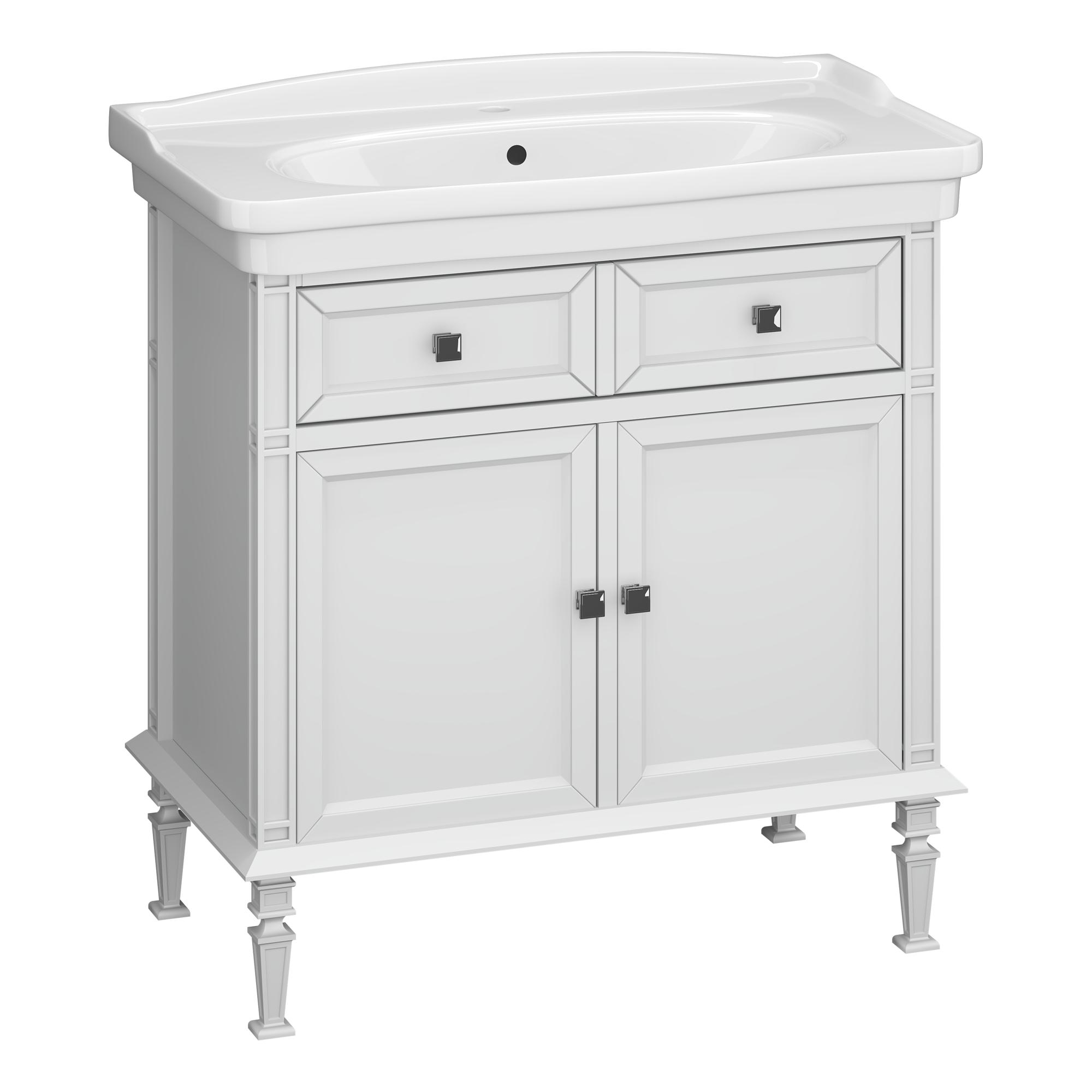 Тумба OPADIRIS Кантара 85, белый матовый, вар. 2 (под раковину Kirovit Модерн 85) (РЕМОНТ)