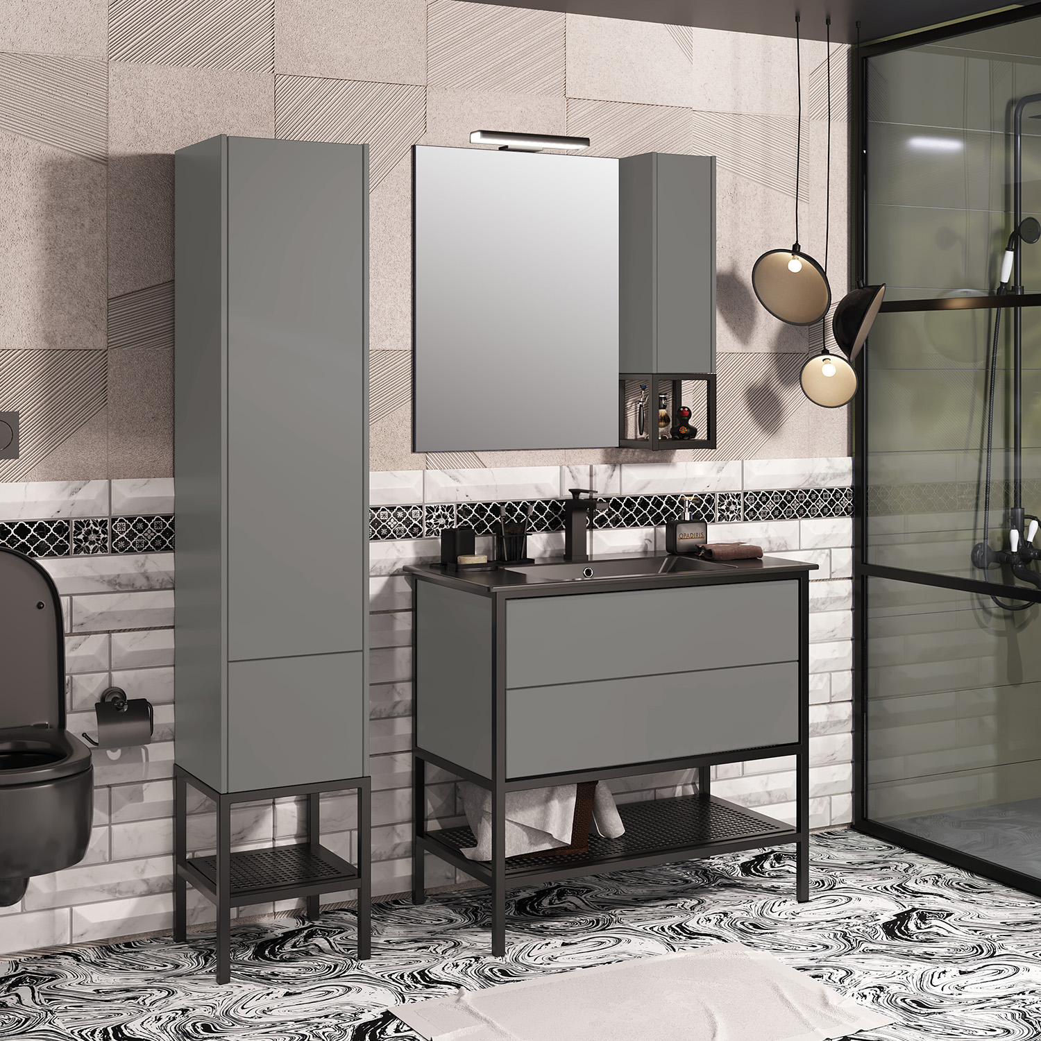 Тумба OPADIRIS Треви 90, серый (NCS4502-Y)