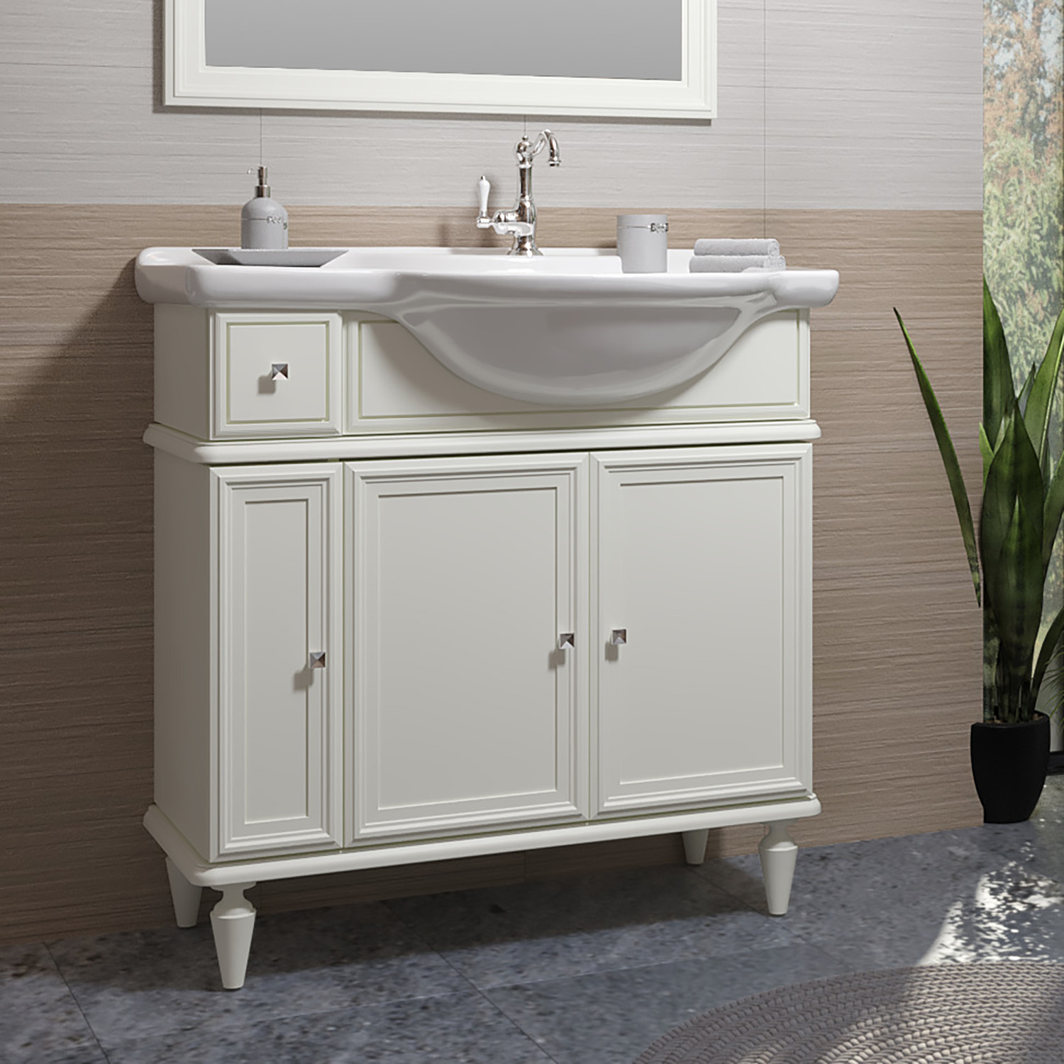 Тумба OPADIRIS Санрайз 90, слоновая кость, правая