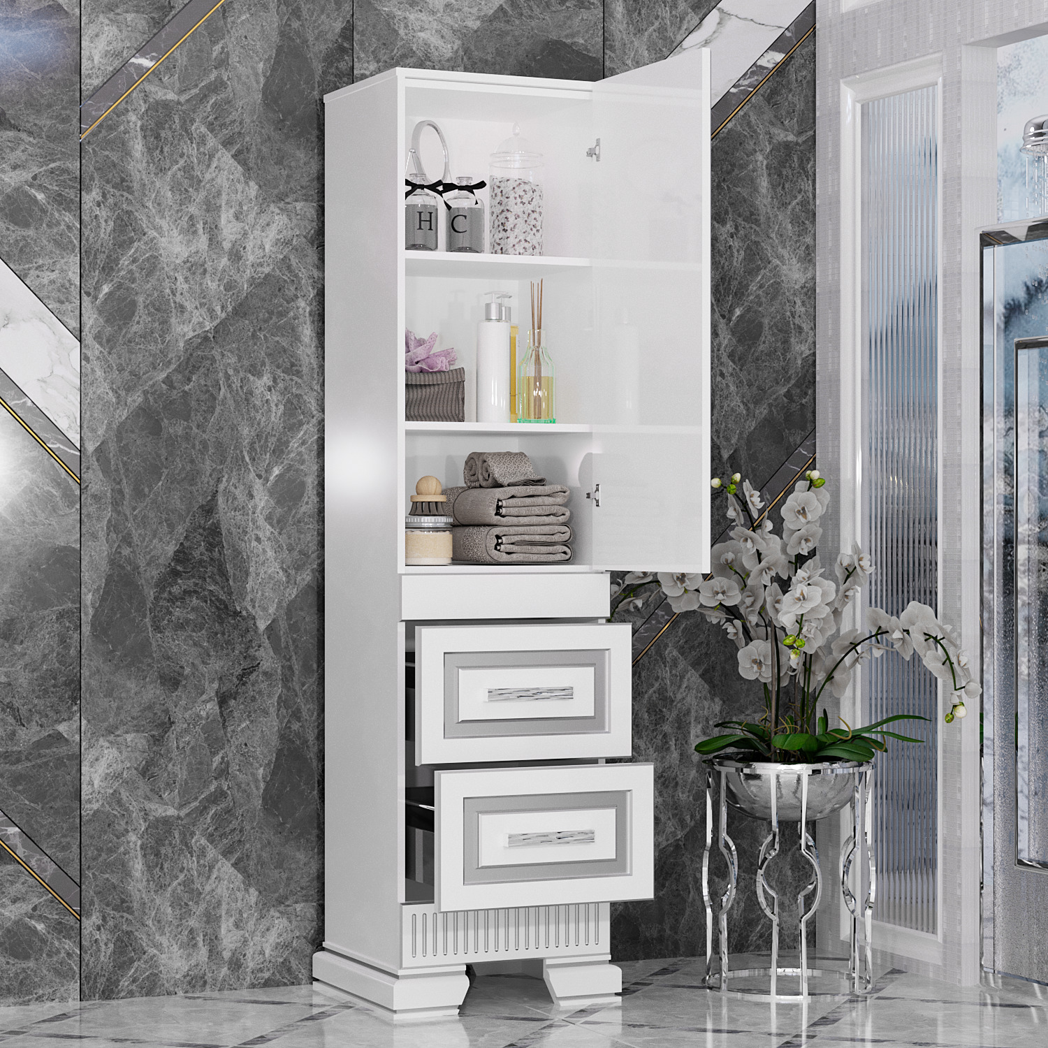 Коллекция Оникс белый - серебро