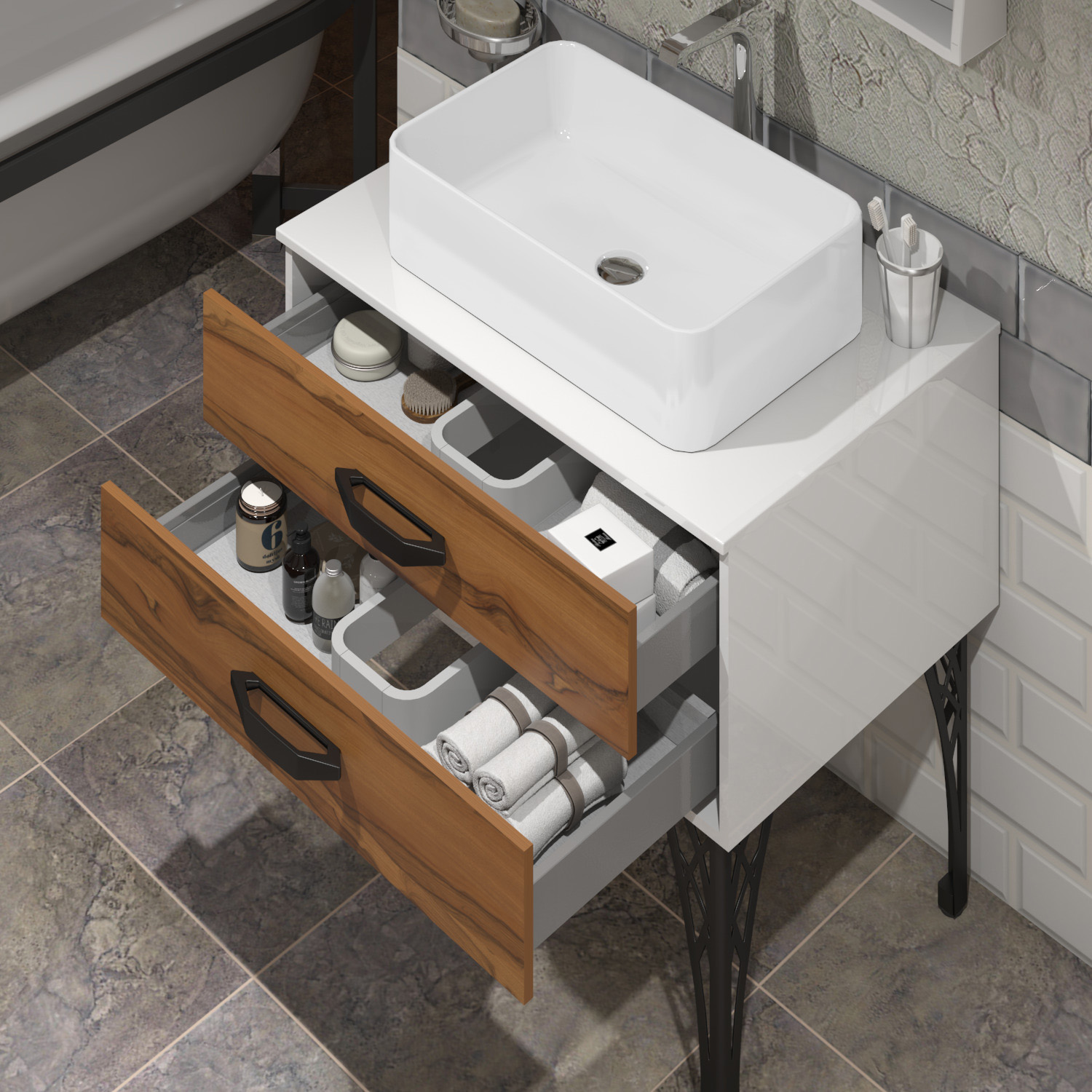 Тумба OPADIRIS Дольче лофт 80, белый глянцевый