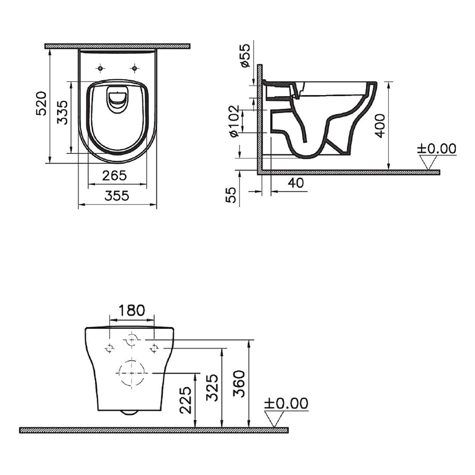 Унитаз подвесной OPADIRIS Лоренцо OS41712N безободковый, сиденье светлый орех