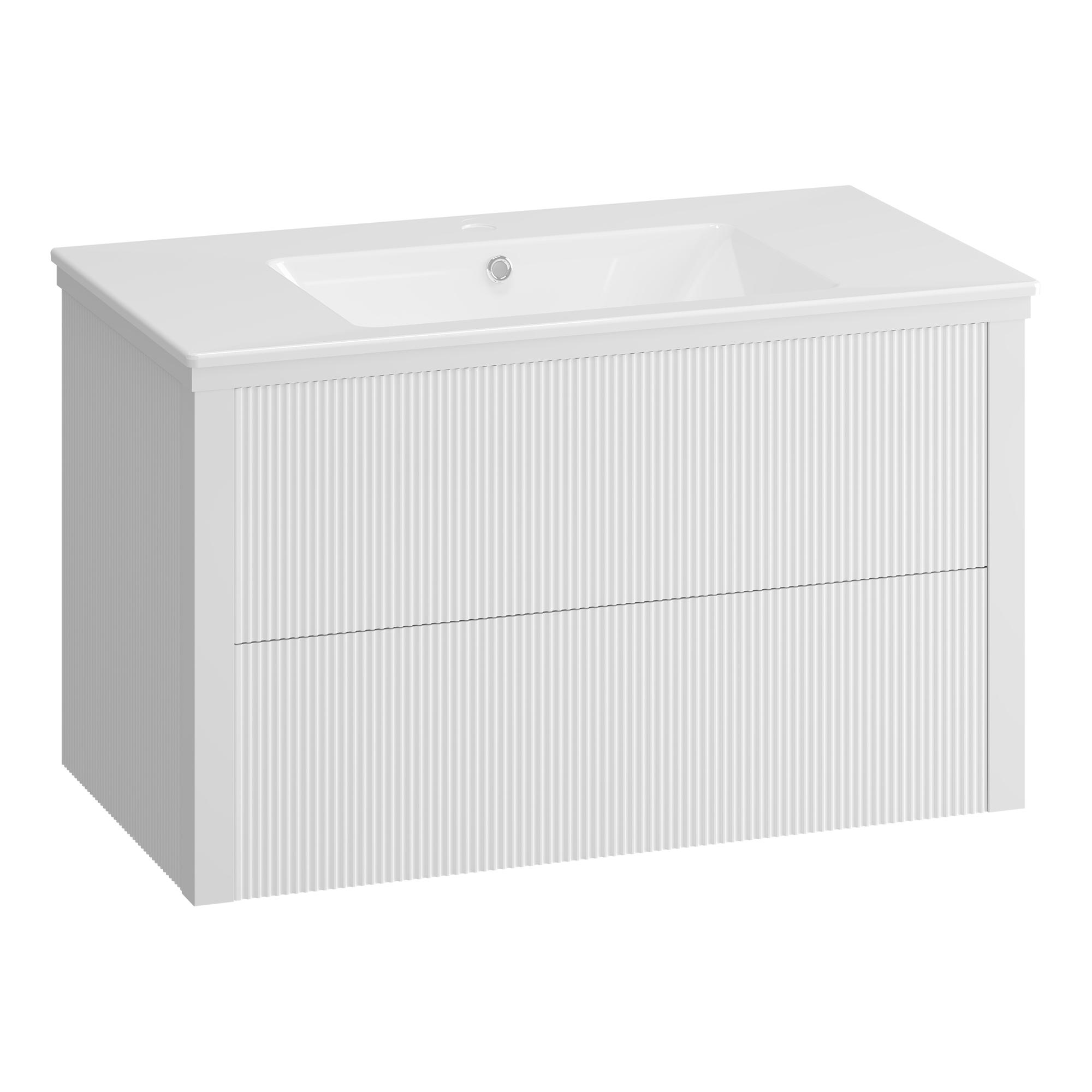 Тумба OPADIRIS Рубинно 90, белый глянцевый, подвесная, вар. 2 (под раковину CeraStyle Ibiza 91)