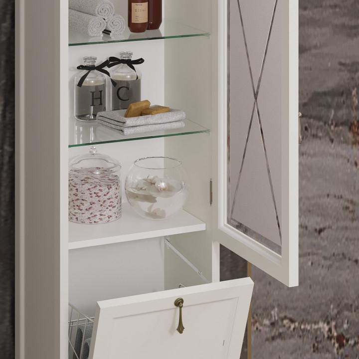 Пенал OPADIRIS Борджи, слоновая кость, с бельевой корзиной, левый