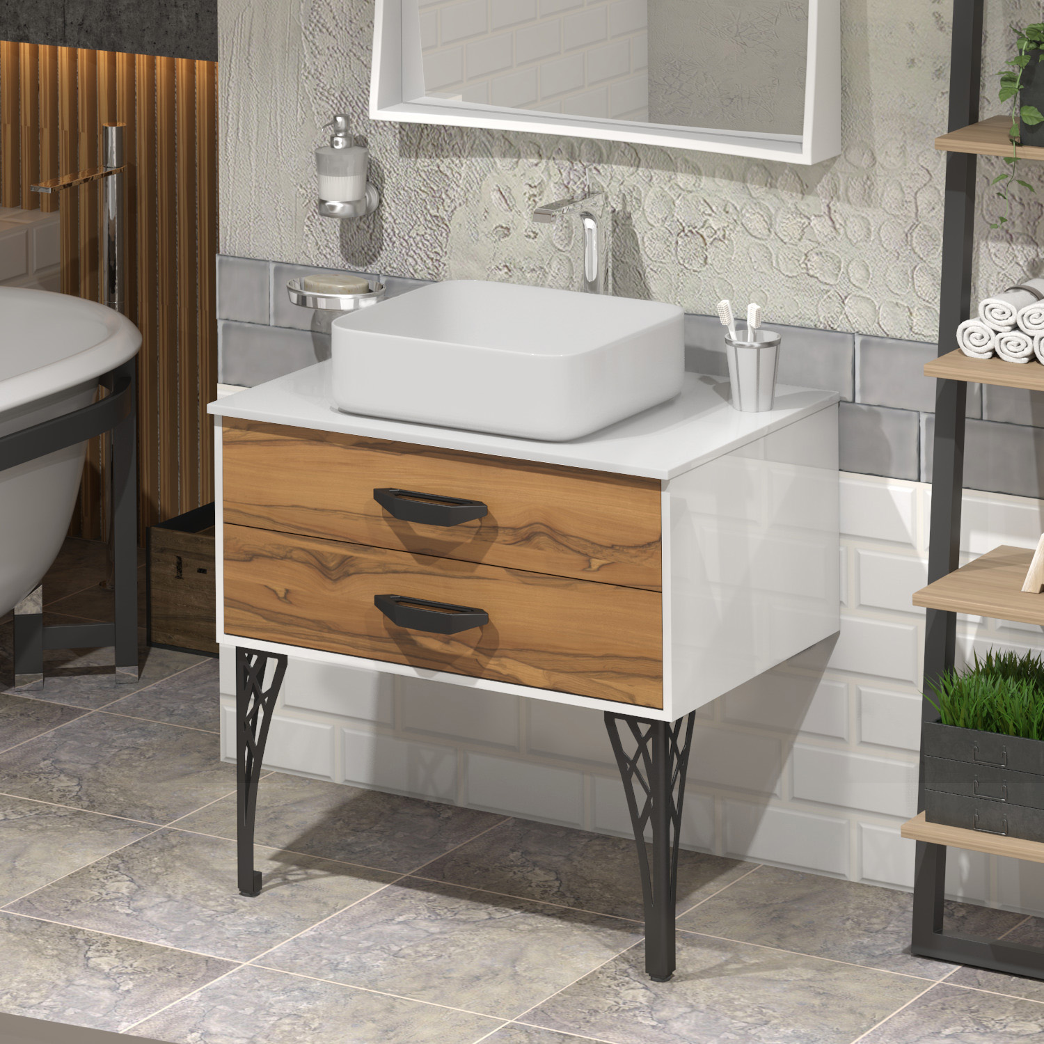 Тумба OPADIRIS Дольче лофт 80, белый глянцевый