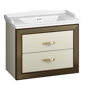 Тумба OPADIRIS Карат 80, бежевый глянец с патиной-золото (под раковину CeraStyle Kapadokya 80)