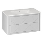 Тумба OPADIRIS Луиджи 90, белый матовый, подвесная, вар. 2 (под раковину CeraStyle Ibiza 91)