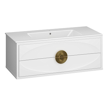 Тумба OPADIRIS Ибица 120, белый/золото, подвесная, вар. 2 (под раковину CeraStyle Ibiza 121)