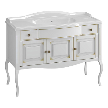 Тумба OPADIRIS Лаура 120, белый матовый с патиной - бежевый (под раковину Florentina Лаура 120)