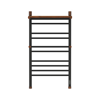 Полотенцесушитель электрический OPADIRIS Палермо OS24359BN с полкой, черный матовый/светлый орех